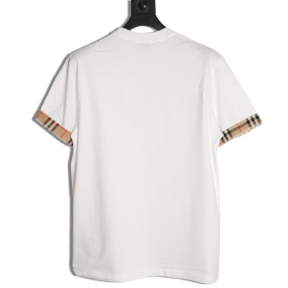 🔝BURBERRY巴寶莉BBR 格紋拼袖短袖T恤
正品購入，50支雙股100%精梳棉170克，2*2精品羅紋210克，面料拼接，面料酵洗，定制1：1商標，合身版型
B Size：S-XL