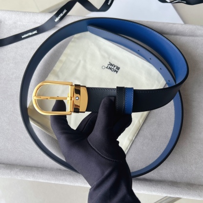 馬蹄形帶扣黑色/棕色雙面皮帶（35毫米）
馬蹄形閃亮鍍釕帶扣。可調節長度，3.5cm黑色和棕色雙面皮帶。打造經典靈動造型。
貨號 錶帶描述 黑色和棕色雙面牛皮皮帶 皮革圖案 金屬圓環上飾有萬寶龍六角白星 標識 搭扣裝置 易開啓裝置，可調節皮帶長度
搭扣形狀 馬蹄形主要顏色 黑色 | 棕色 搭扣類型 針扣式表扣