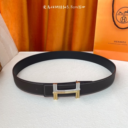 愛馬仕】Hermes 原單愛馬仕，寬3.8cm進口原版皮帶身，雙面可兩面用，精品電鍍五金
