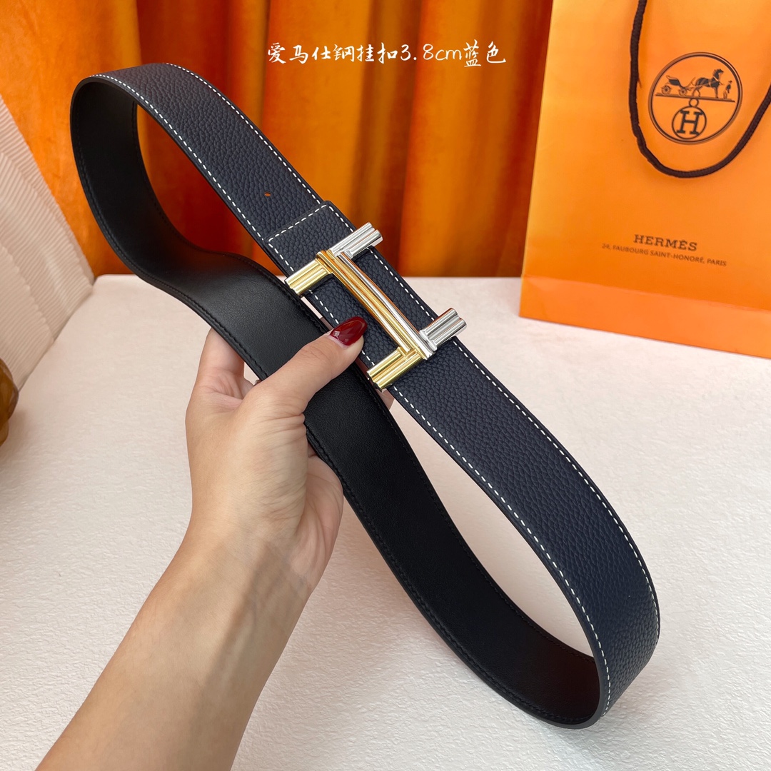 愛馬仕】Hermes 原單愛馬仕，寬3.8cm進口原版皮帶身，雙面可兩面用，精品電鍍五金 ！