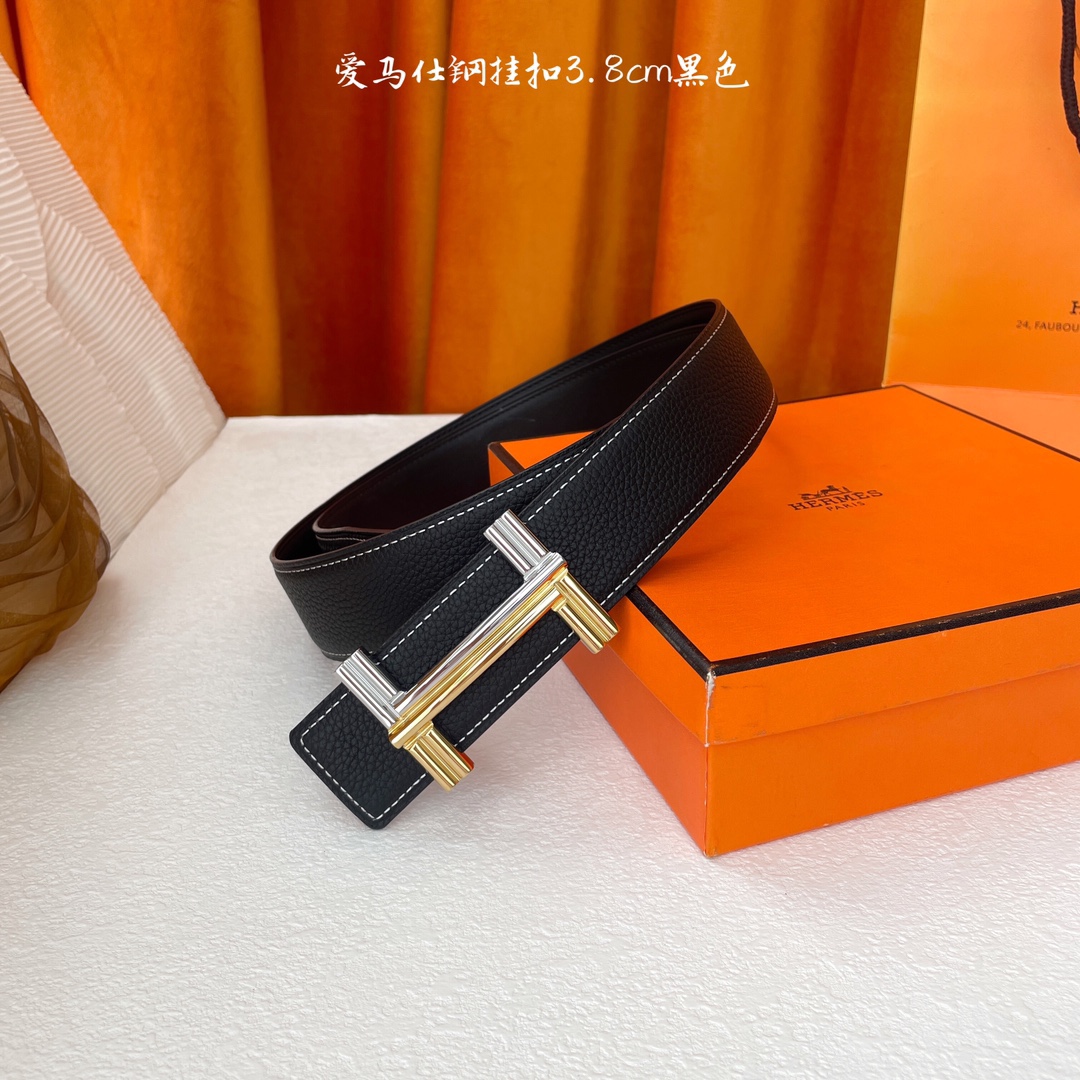愛馬仕】Hermes 原單愛馬仕，寬3.8cm進口原版皮帶身，雙面可兩面用，精品電鍍五金 ！