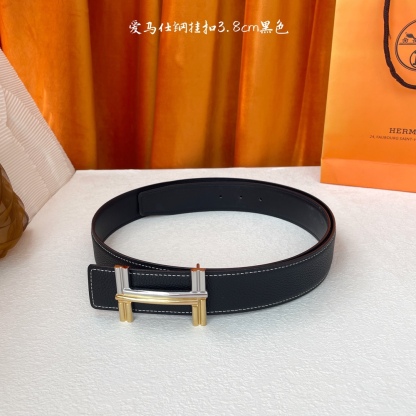 愛馬仕】Hermes 原單愛馬仕，寬3.8cm進口原版皮帶身，雙面可兩面用，精品電鍍五金 ！