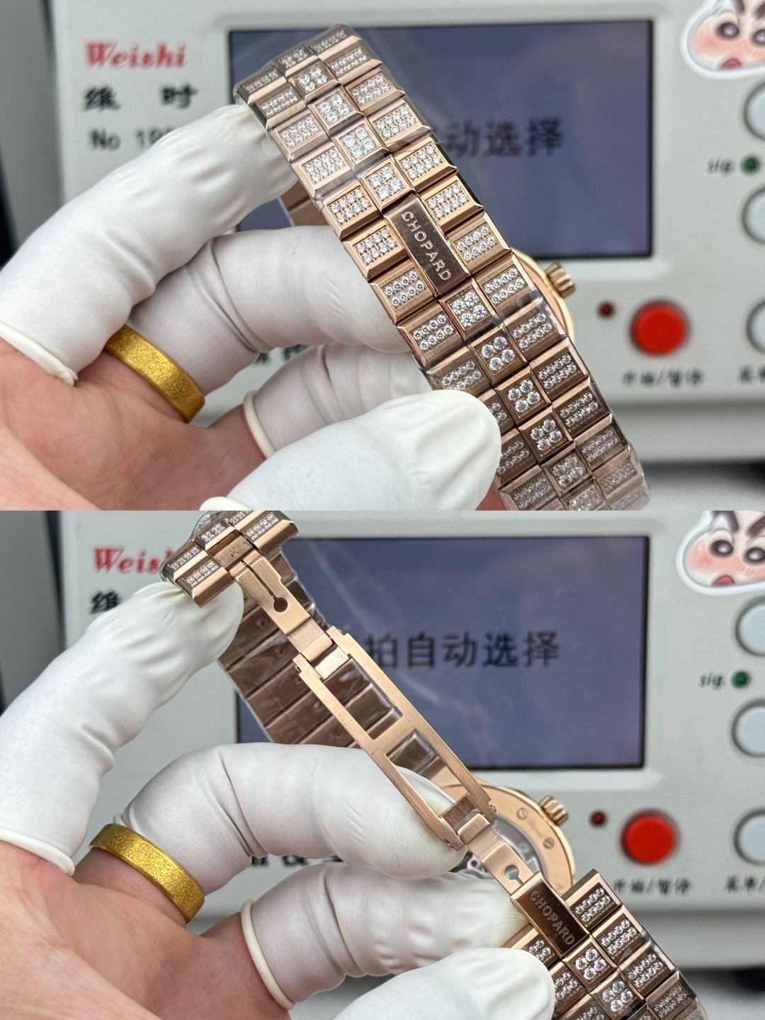 Factory 獨家力作👍
蕭邦AlpineEagle雪山傲翼系列
🌈彩T鑽🌟變色龍🦎滿天星✨限量款及隱藏款首推
如炬目光，比擬暗夜星芒⛰️於山川湖海間🌊洞見紳士願景與磅礡未來👔
尺寸：原裝一致41mmX9.7mm
機芯：9015改Chopard 01.01-c
錶鏈：獨家原版開模金磚型鏈節一體式錶鏈
岩石紋錶盤，鍍銠羅馬數字，時針及分針時標均覆以Super-LumiNova® X1級螢光塗層
致獻當代“雄鷹”，志存高遠之人在日常生活中超邁群倫，其視野啓迪人心、昇華情志。憑借遠見和決心，