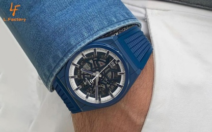 佩戴效果圖  LF真力時DEFY系列全新升級版，殼身 頭粒 機芯 表扣等均做了升級調整。一款根據路虎標誌性花輪轂設計而成的高顏值鏤空腕表。

原裝1:1開模鑄造，極致還原表殼的每一處細節打磨倒角，盡顯原裝菱角分明、堅毅果敢的陽剛氣質。完美的41mm表經，適配大眾男性手寸，正裝休閒兩不誤。根據汽車輪轂設計而成的五角星錶盤，未來概念感十足。同步官網新款1:1五角星折疊扣，搭載定製版Cal.670sk全自動機械機芯，鏤空日曆的大小與位置、機芯夾板、齒輪、五角星陀皆按原版機芯數據1:1拆解鍛造而成。

LF臻品