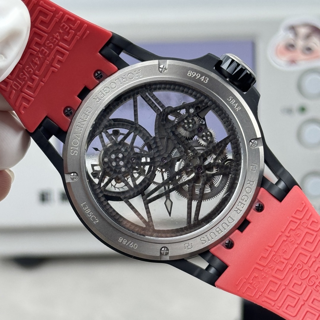 NEW-羅傑杜彼鈦金屬陀飛輪！型號RDDBEX0549腕表/直徑45mm/厚度13.5毫米 /全鏤空海鷗定制RD505S手動上鏈機芯，鈦合金表殼與原裝同步/儲能動力長達50小時。