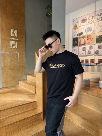 🔝LOUIS VUITTON LV 亮片字母特種刺繡短袖T恤
正品購入，26支雙紗全棉精梳棉220克，1*1索羅娜羅紋280克，特種刺繡，面料酵洗，定制亮片、章仔、商標，合身版型
B Size：S-XL