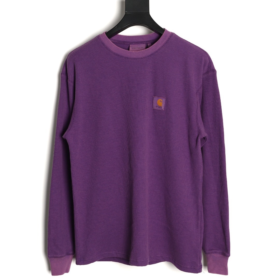 🔝Carhartt 卡哈特 華夫格洗長袖T恤 
定織定染華夫格面料 面料特殊性很大縮水性以及版型都需要考慮在內 控制的縮率都是經過3道工序 第一道面料洗水 第二道面料烘乾 第三道酵素洗 三道後的控制縮率幾乎已經達到最佳狀態
尺碼：S-XL