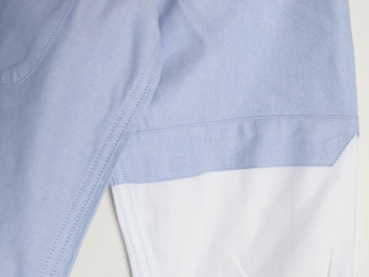 THOM BROWNE/湯姆布朗TB 雙袖拼色長袖襯衫
面料採用最新型牛津面料 扣子採用天然貝殼扣 自家品牌襯衫工廠流水線生產針距細密走線整齊  細節決定品質 三標齊全 版型可寬松可修身 男女同款 
M1 Size：1-4