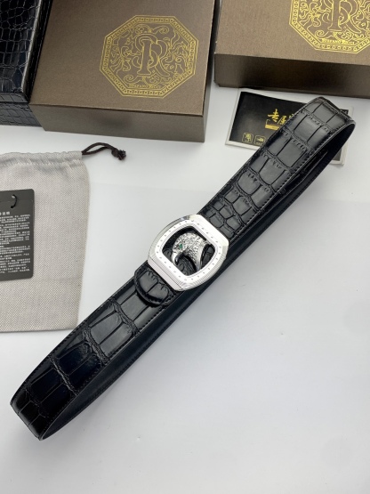 【史蒂芬】原版鰐魚紋牛皮腰帶，搭配新款不鏽鋼鷹頭扣，寬度3.8cm，雙面可用，長度不可調節，尺碼（85-110）具有獨特吸引力！