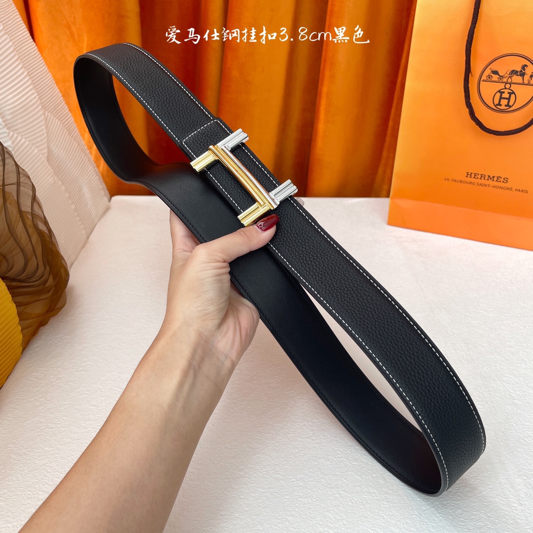 愛馬仕】Hermes 原單愛馬仕，寬3.8cm進口原版皮帶身，雙面可兩面用，精品電鍍五金 ！