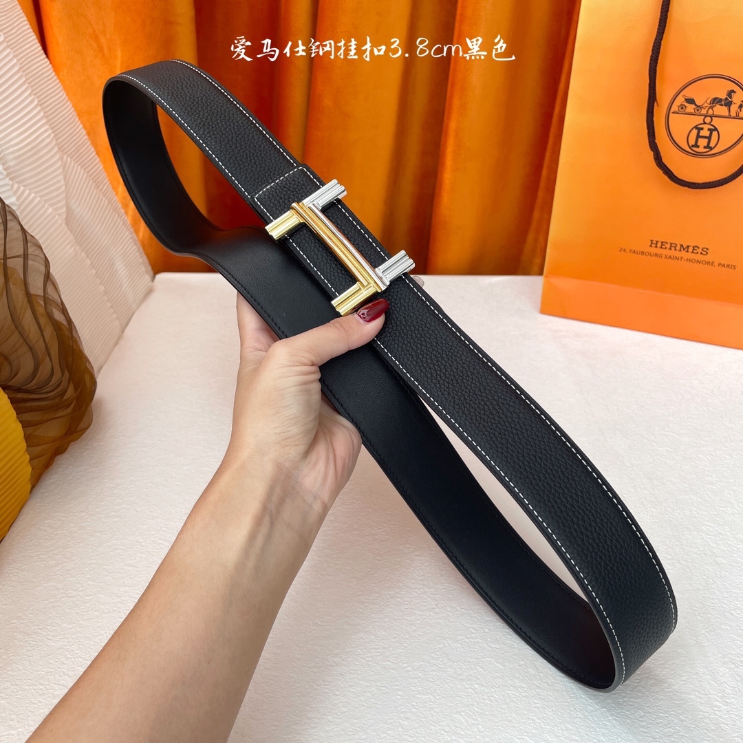 愛馬仕】Hermes 原單愛馬仕，寬3.8cm進口原版皮帶身，雙面可兩面用，精品電鍍五金 ！