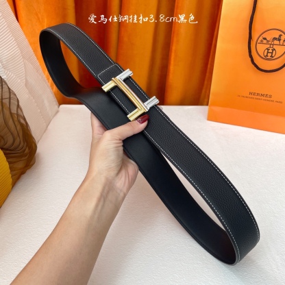 愛馬仕】Hermes 原單愛馬仕，寬3.8cm進口原版皮帶身，雙面可兩面用，精品電鍍五金 ！
