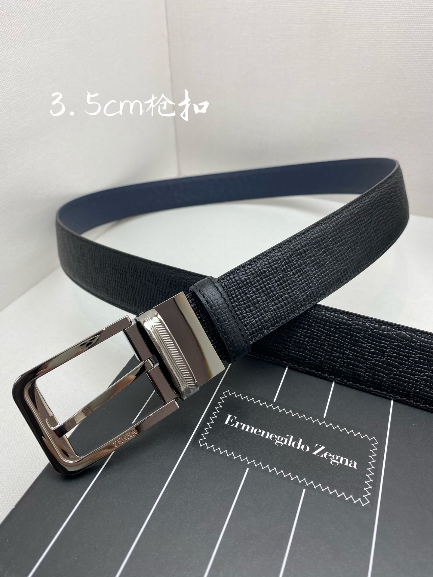 傑尼亞男士腰帶- 寬度35MM 精品扣精工打造  進口小牛皮 獨特設計工藝 手感柔軟 可以裁剪