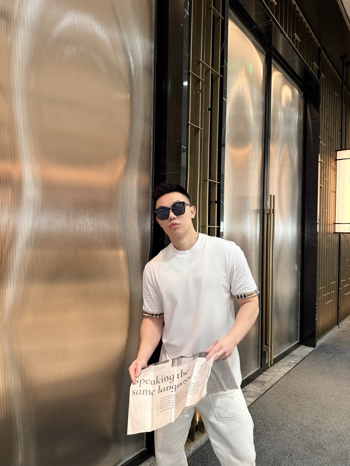 🔝BURBERRY巴寶莉BBR 格紋拼袖短袖T恤
正品購入，50支雙股100%精梳棉170克，2*2精品羅紋210克，面料拼接，面料酵洗，定制1：1商標，合身版型
B Size：S-XL