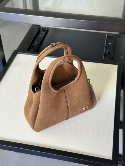 Coach新款首發🔥Lana19 mini號
尺寸：19✖️17cm
精緻小巧，簡約時尚
可手拎，可斜挎 ☑️小號 麂皮棕色
尺寸：19✖️17cm