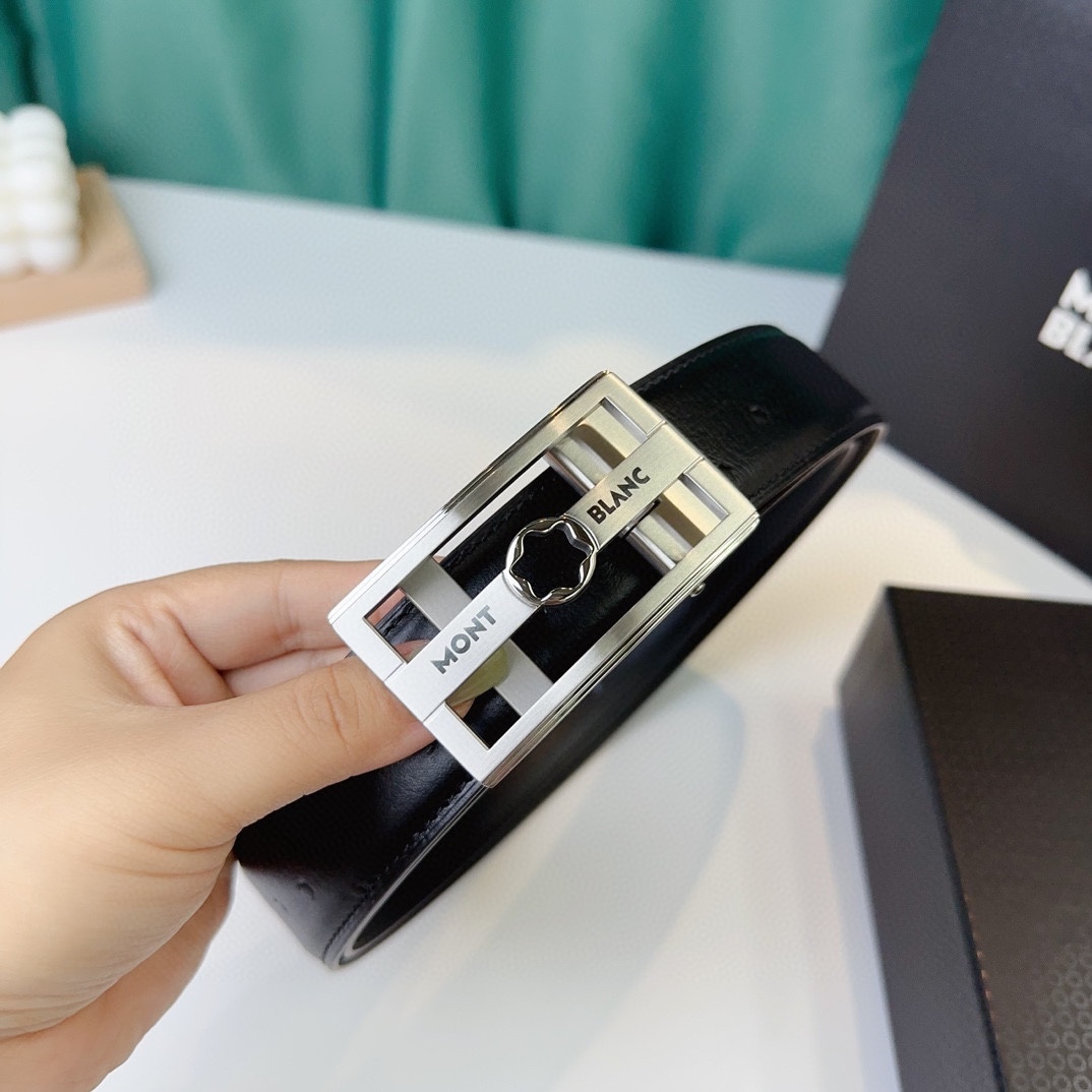 萬寶龍：原單頭層牛皮駝鳥紋面，內襯頭層小牛皮底，搭配原單自動扣，可裁剪的自動帶，此款腰帶面雙採用意大利原定廠制進口牛皮帶身 ，對專版櫃足寬3.5