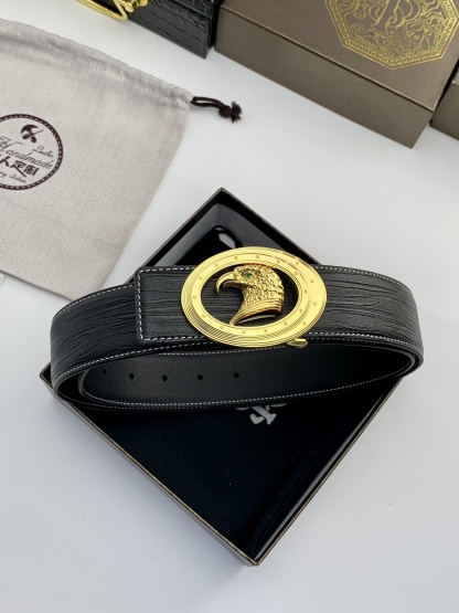 【史蒂芬】原版樹皮紋牛皮腰帶，搭配新款不鏽鋼鷹頭扣，寬度3.8cm，雙面可用，長度不可調節，尺碼（85-110）具有獨特吸引力！