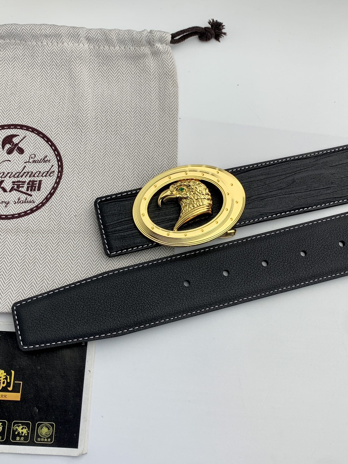 【史蒂芬】原版樹皮紋牛皮腰帶，搭配新款不鏽鋼鷹頭扣，寬度3.8cm，雙面可用，長度不可調節，尺碼（85-110）具有獨特吸引力！