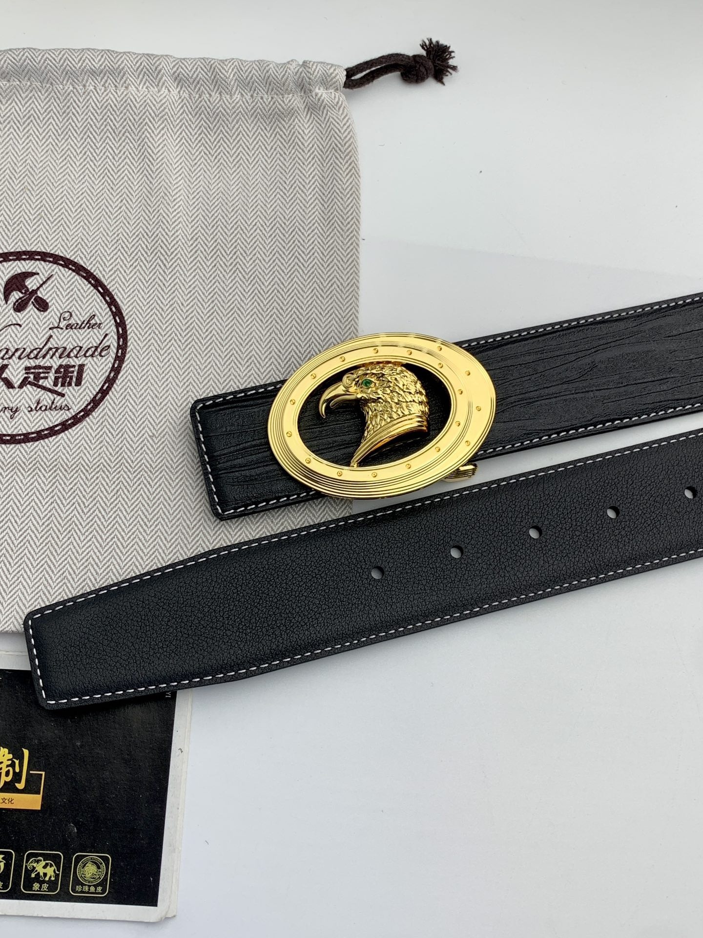 【史蒂芬】原版樹皮紋牛皮腰帶，搭配新款不鏽鋼鷹頭扣，寬度3.8cm，雙面可用，長度不可調節，尺碼（85-110）具有獨特吸引力！