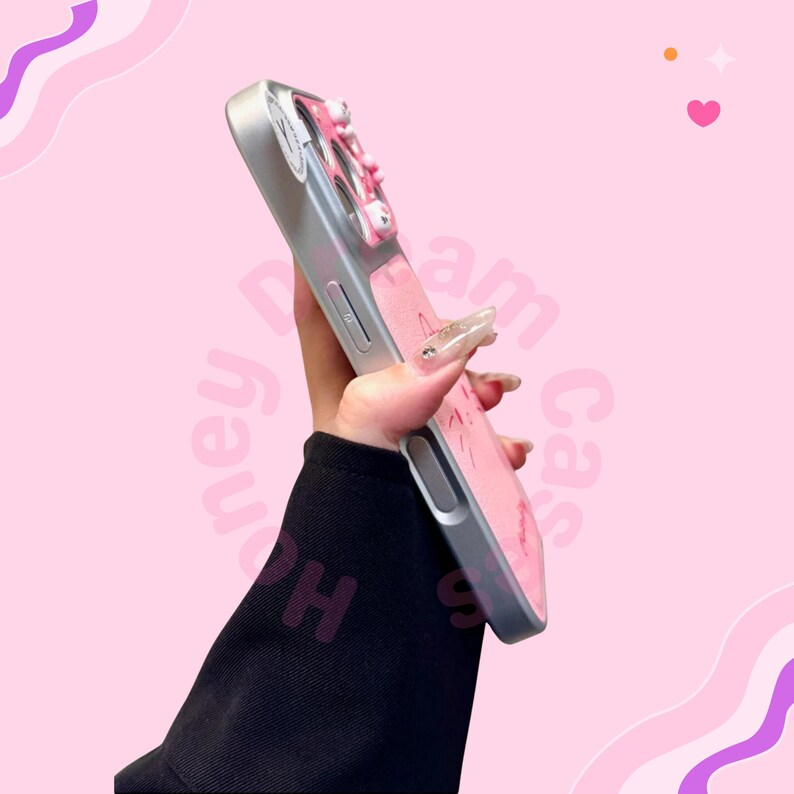 ピンクのハローキティレザーiPhoneケース、リボンハローキティiPhone 17 16 15 14 13 Pro Maxケース、ハローキティiPhoneカバーケース、彼女へのギフト