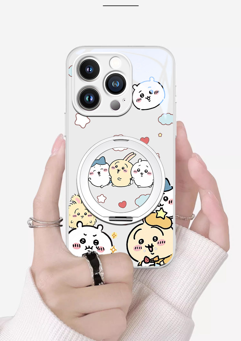  iPhone 17 用 磁気吸着保護ケース ちいかわ MagSafe対応 スタンド機能付き 強化ガラス 高精細プリント おしゃれで可愛い 耐衝撃・耐落下 指紋防止 ストラップホール付き