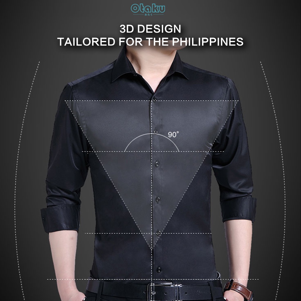 OTAKU Men Long Sleeve Polo Shirts Plus Size Office Casual Plain 5 Colors
