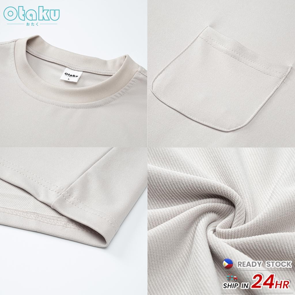 OTAKU T-shirt for Men With Pockets Plain Casual Pocket T-shirts Round Neck Short Sleeve Fashion