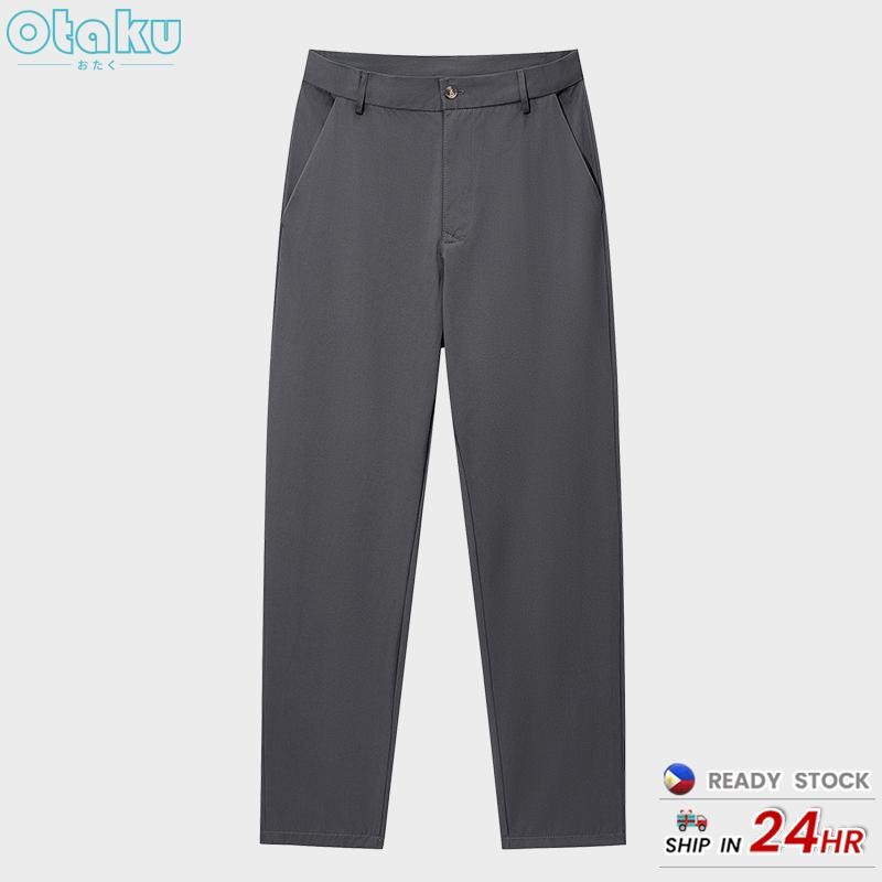OTAKU Men Slacks Formal Pants Korean Style Casual Fit Straight Cut Khaki Formal Office Pants
