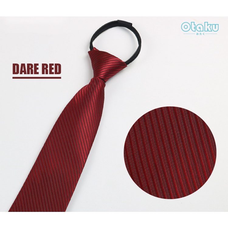 OTAKU Necktie For Men Zip Tie Wedding Graduation Business Black ,Dark Red, Navy
