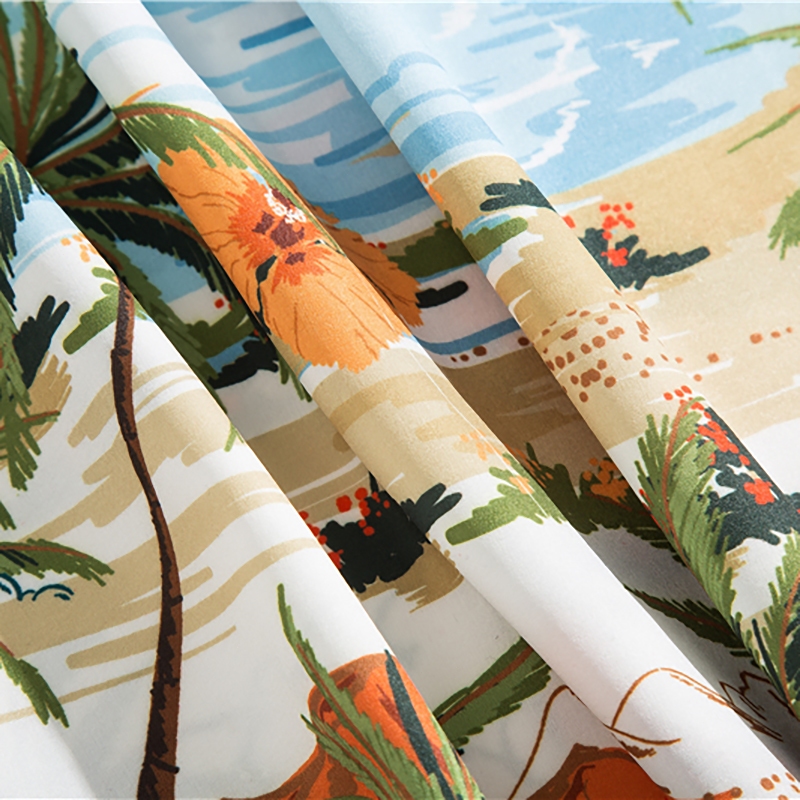 OTAKU Men's Pure Cotton Boho Loose Casual Short Sleeve Floral Shirt Hawaiian Beach Vacation Tops