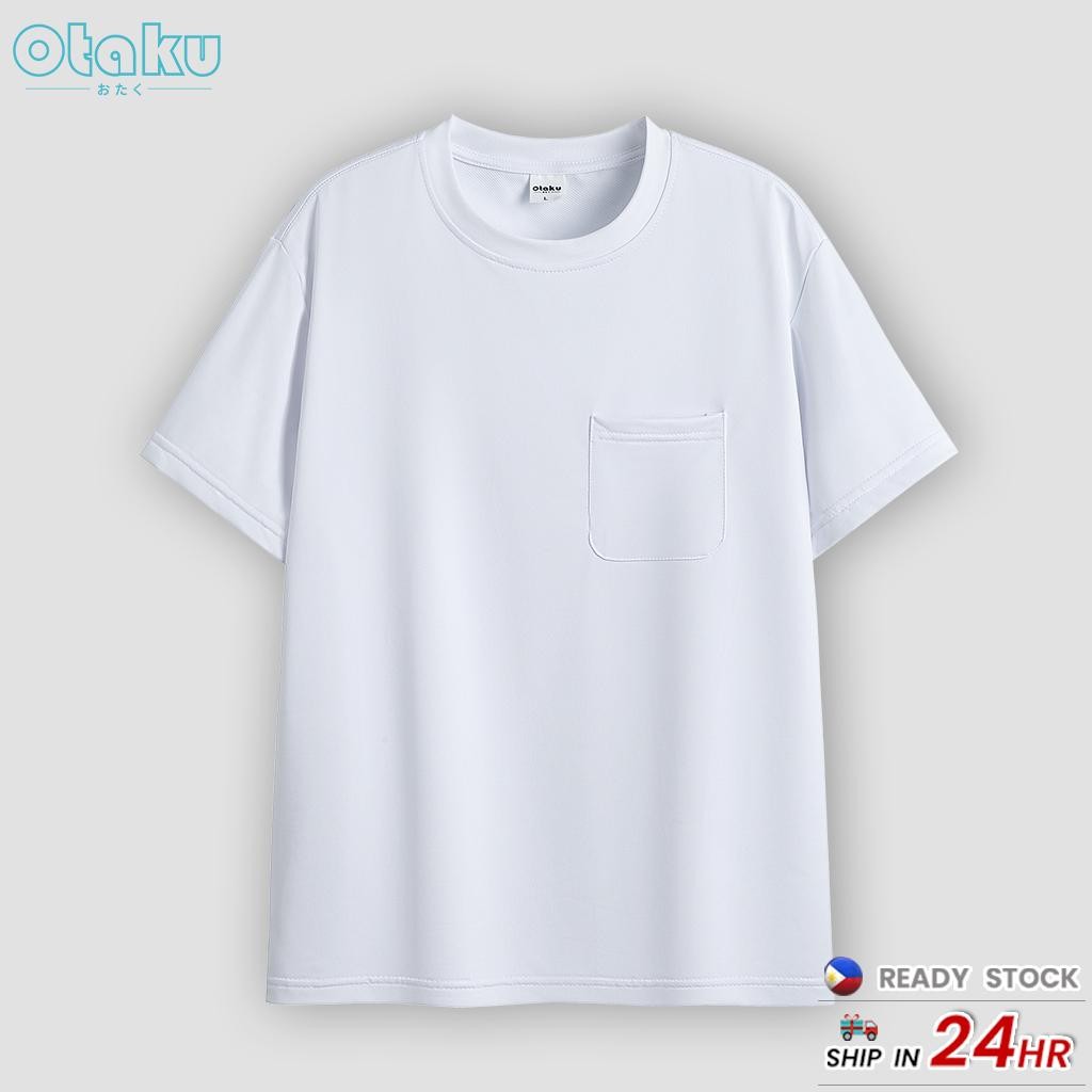 OTAKU T-shirt for Men With Pockets Plain Casual Pocket T-shirts Round Neck Short Sleeve Fashion