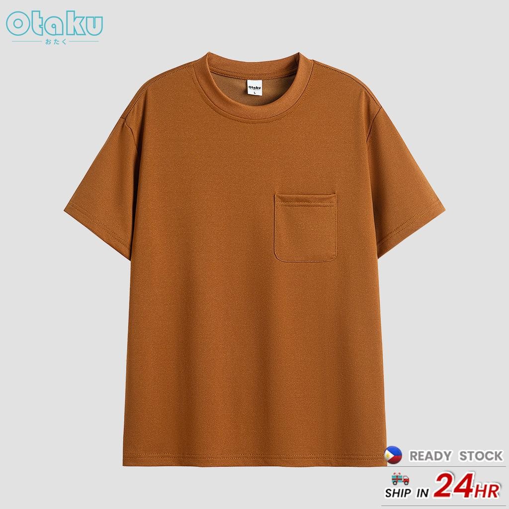 OTAKU T-shirt for Men With Pockets Plain Casual Pocket T-shirts Round Neck Short Sleeve Fashion