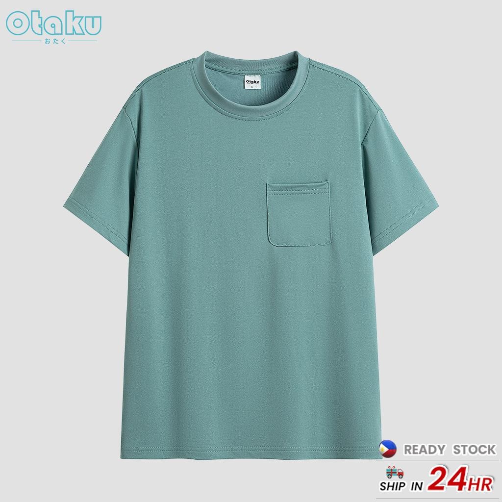 OTAKU T-shirt for Men With Pockets Plain Casual Pocket T-shirts Round Neck Short Sleeve Fashion