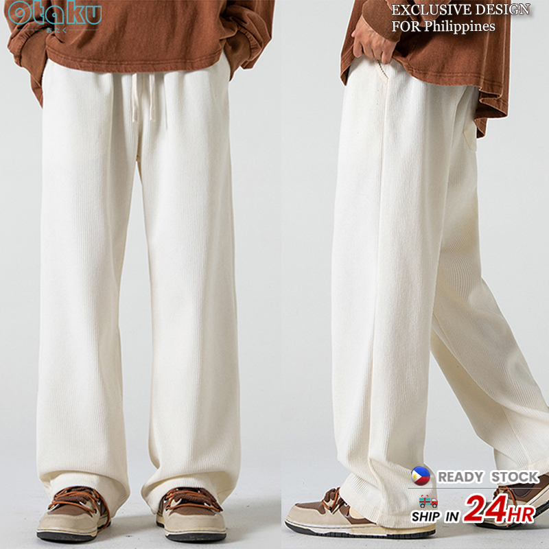 Otaku Corduroy Pants For Men Black straight cut pants Green corduroy pants Korean  Trouser Pants Men