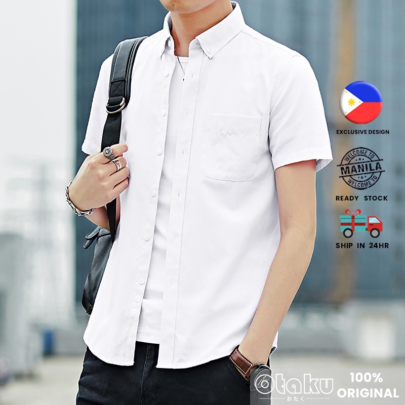 OTAKU Polo Shirt Oxford Cotton Short Sleeve Leisure For Men Plus Size Plain With Pocket