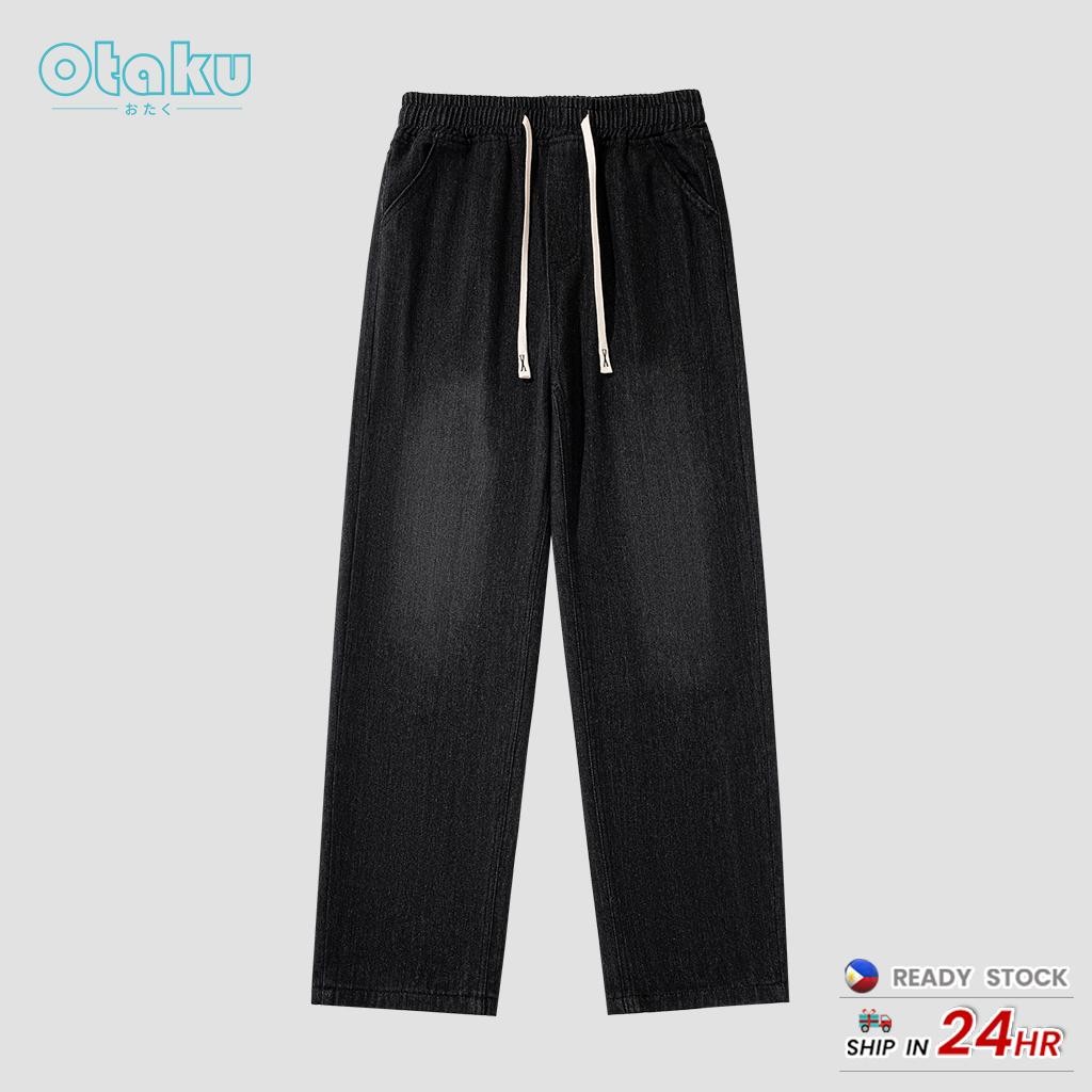 OTAKU Jeans for Men  Loose Casual Denim Fashion Vintage blue Wide Leg Jeans Denim Pants S-2XL