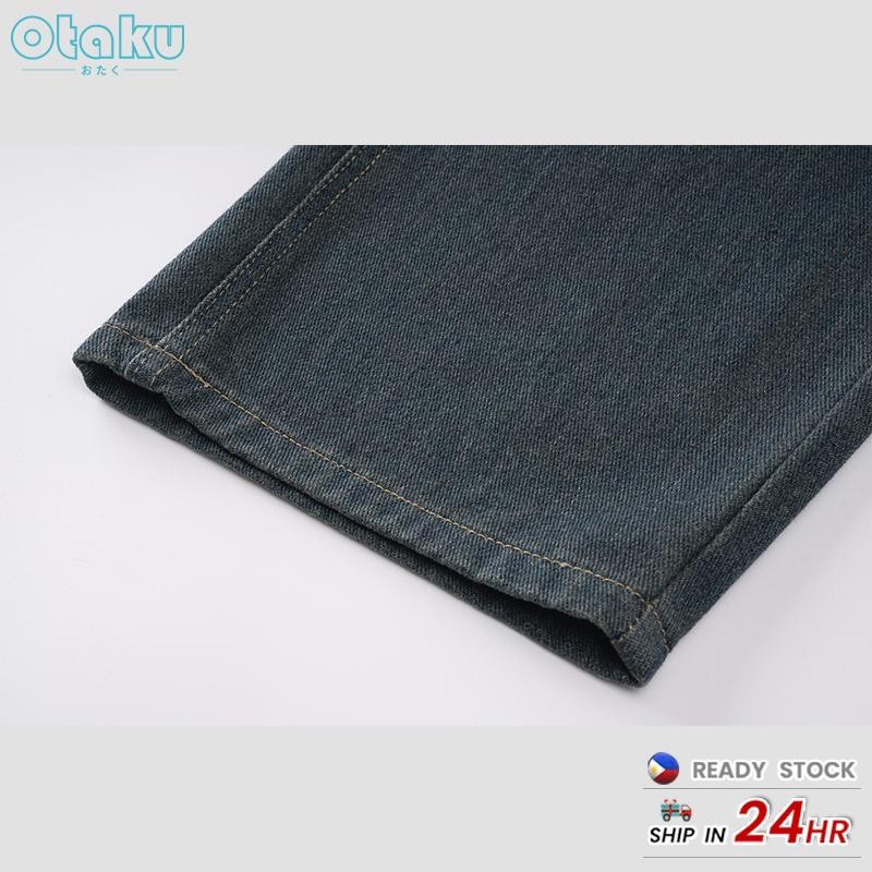 OTAKU Jeans for Men  Loose Casual Denim Fashion Vintage blue Wide Leg Jeans Denim Pants S-2XL