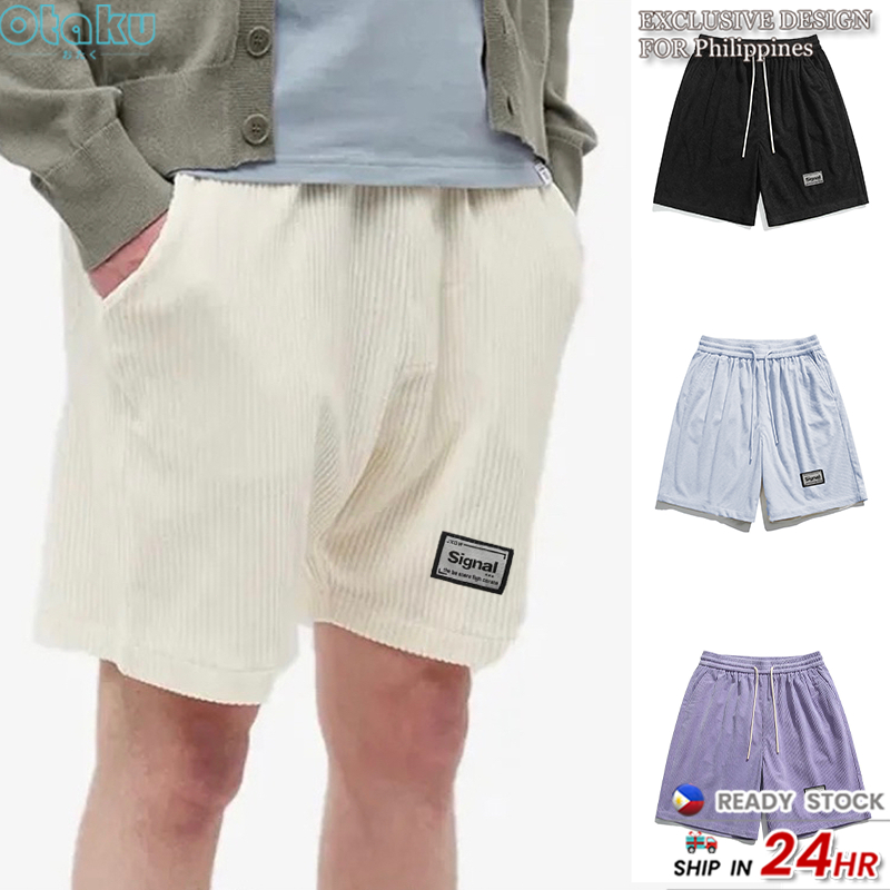 Otaku Men's Premiun Shorts Pants 220g Trendy Corduroy Shorts With Back Pocket For Men Casual Sport