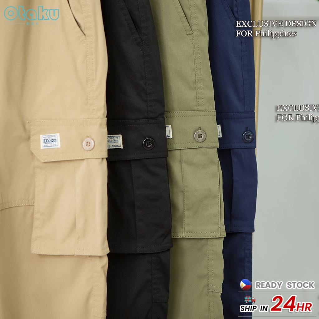 Otaku Men’s Cargo Pants With 6 Pockets  Khaki Cargo Wide Leg Pants for Man Straight Cut Cargo pants
