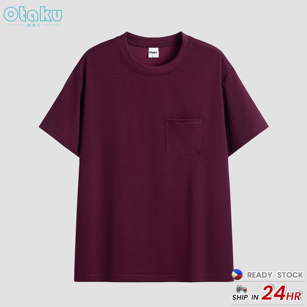 OTAKU T-shirt for Men With Pockets Plain Casual Pocket T-shirts Round Neck Short Sleeve Fashion