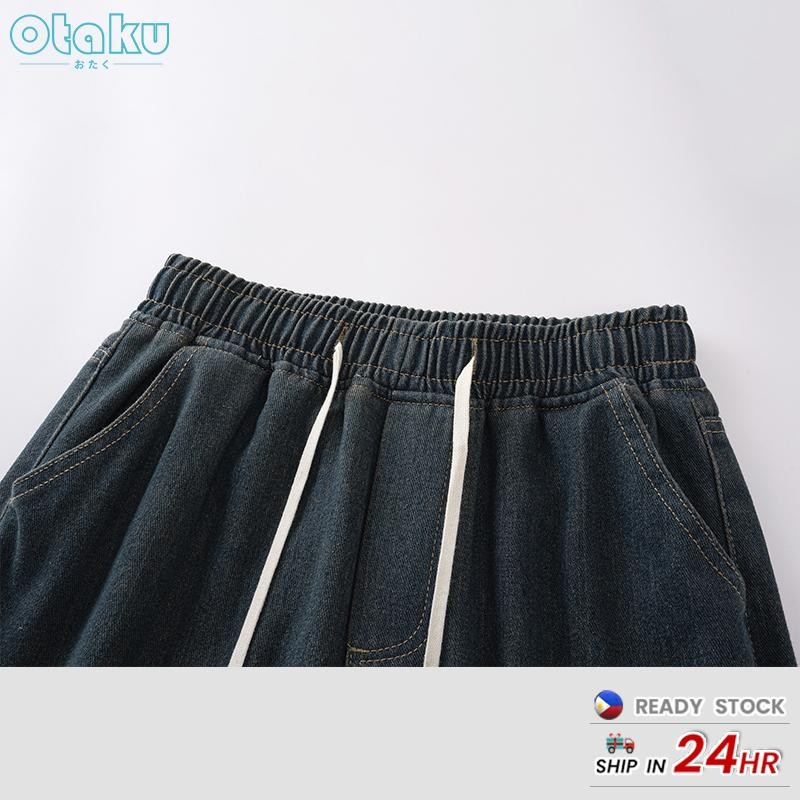 OTAKU Jeans for Men  Loose Casual Denim Fashion Vintage blue Wide Leg Jeans Denim Pants S-2XL