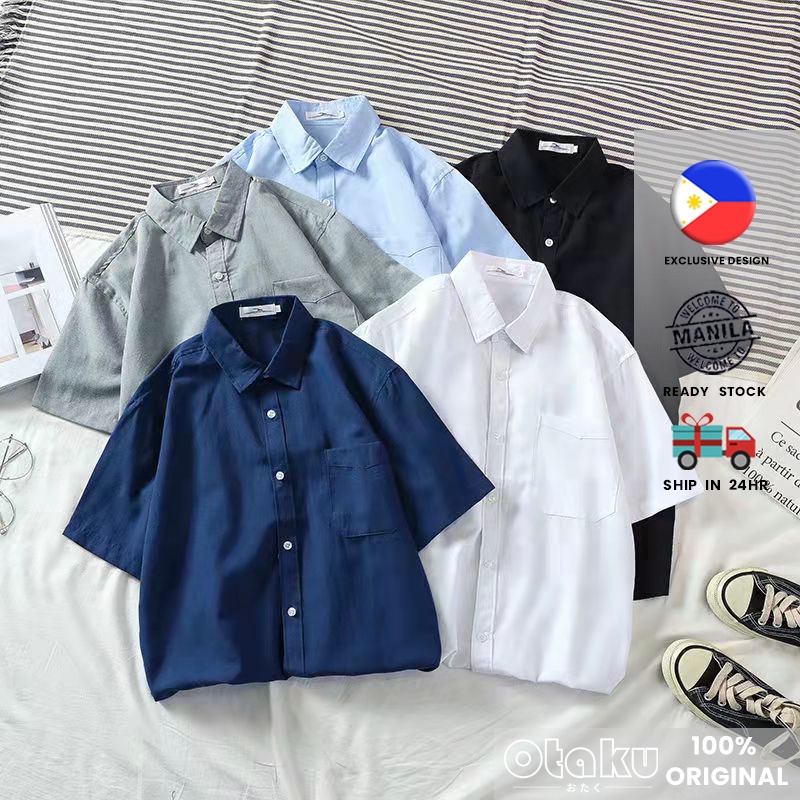 OTAKU Polo Shirt Oxford Cotton Short Sleeve Leisure For Men Plus Size Plain With Pocket