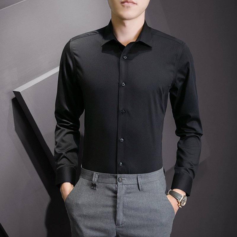 OTAKU Polo Shirt For Men Long Sleeve Office Plain Shirts M-3xl Formal Unisex