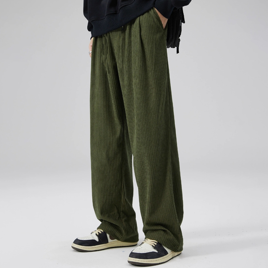Otaku Corduroy Pants For Men Black straight cut pants Green corduroy pants Korean  Trouser Pants Men