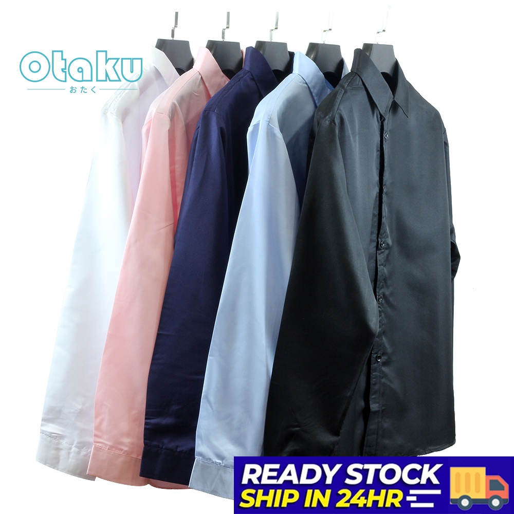 OTAKU Business Casual Wedding Long-Sleeved Plain Korean Style Polo Shirt For Men And Women