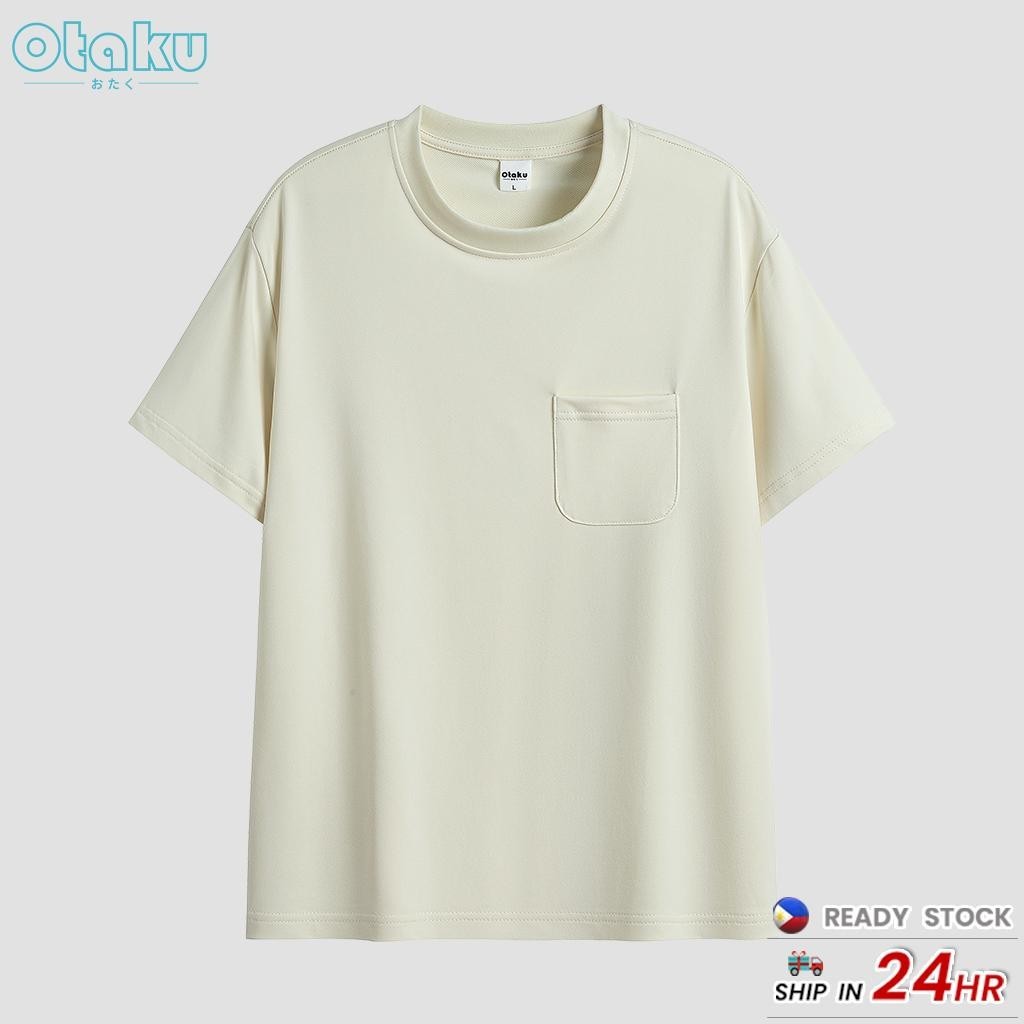 OTAKU T-shirt for Men With Pockets Plain Casual Pocket T-shirts Round Neck Short Sleeve Fashion