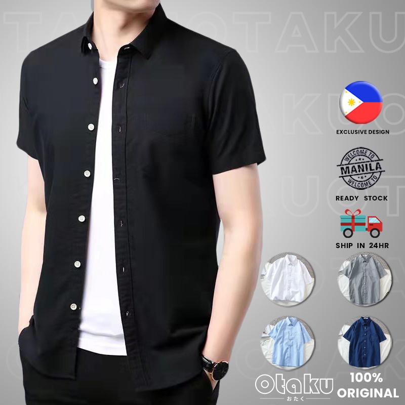 OTAKU Polo Shirt Oxford Cotton Short Sleeve Leisure For Men Plus Size Plain With Pocket