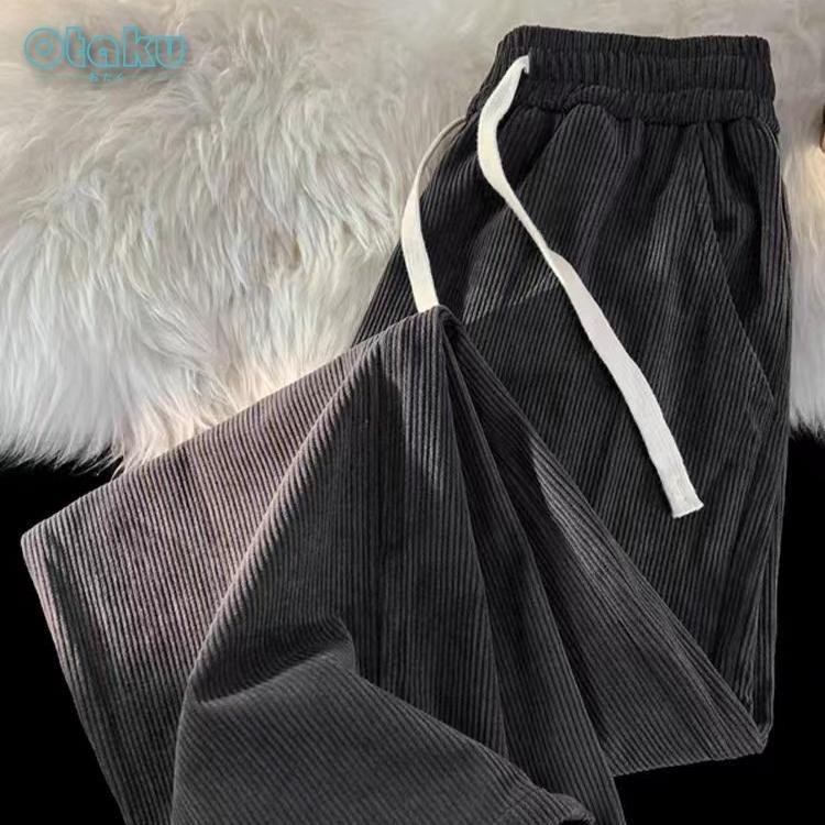 Otaku Corduroy Pants For Men Black straight cut pants Green corduroy pants Korean  Trouser Pants Men