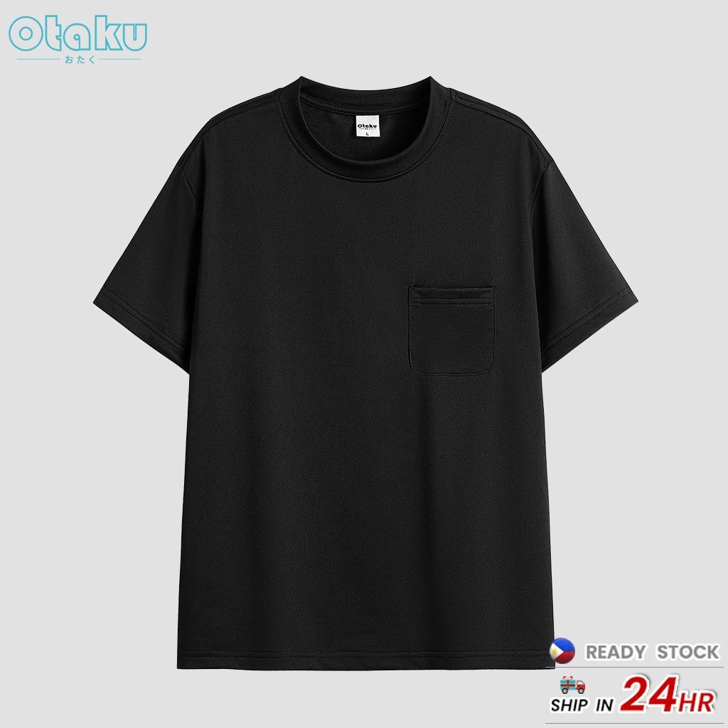 OTAKU T-shirt for Men With Pockets Plain Casual Pocket T-shirts Round Neck Short Sleeve Fashion