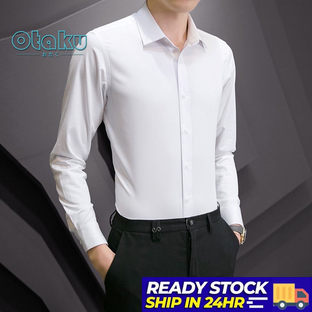 OTAKU Business Casual Wedding Long-Sleeved Plain Korean Style Polo Shirt For Men And Women